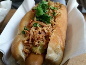 hotdog at Le Tricycle in Paris