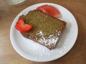 Matcha cake at Le Tricycle in Paris