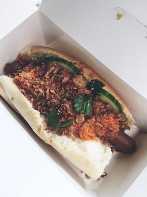 Hot dog! loved it! at Le Tricycle in Paris