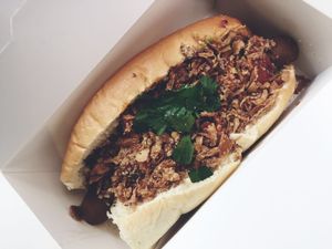 Take away hot dog at Le Tricycle in Paris