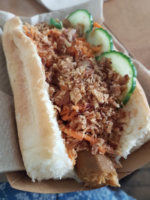 Banh mi hot dog at Le Tricycle in Paris