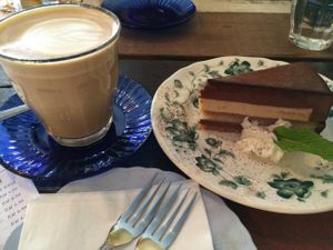 Latte+chocolate cake. at Einstein Cafe in Kuala Lumpur