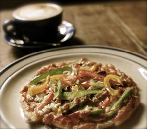 four season pizza with crunchy base at Einstein Cafe in Kuala Lumpur