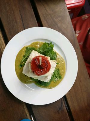tofu and tomato on Turkish  at Lentil As Anything - Abbotsford Convent in Abbotsford