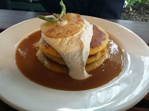 Breakfast turmeric pancakes at Lentil As Anything - Abbotsford Convent in Abbotsford