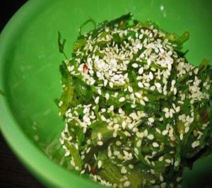 seaweed salad: a rich source of calcium, zinc andiron by brittany at Juice and Java in Miami Beach