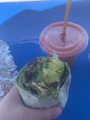 Eggplant tofu wrap and #3 smoothie   at Juice and Java in Miami Beach