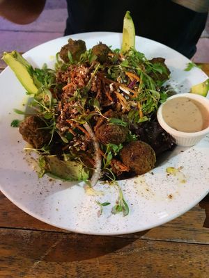 Alex's Salad with Falafel at Juice and Java in Miami Beach