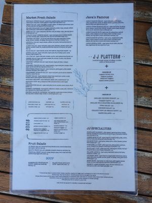 Menu at Juice and Java in Miami Beach