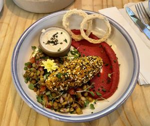 Special of the day: quinoa and butternut squash cake  at Org Bistro in Rio De Janeiro