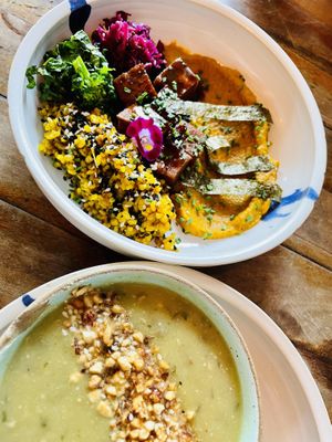Oriental bowl and soup. at Org Bistro in Rio De Janeiro