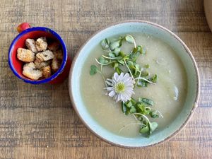 Appetizer soup as part of the meal of the day at Org Bistro in Rio De Janeiro