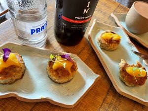 Quinoa cakes. Delicious  at Org Bistro in Rio De Janeiro