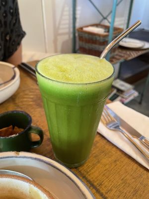 Lemon, ginger, kale and melado juice   at Org Bistro in Rio De Janeiro