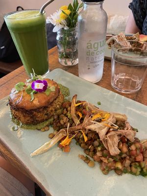 Quinoa burguer with lentils on the side   at Org Bistro in Rio De Janeiro