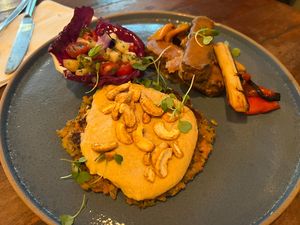 New plate of the day. Pancake and tempeh   at Org Bistro in Rio De Janeiro