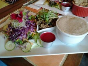 Quinoa, salad and pumpkin 'empadão' (a kind of salt pite) at Org Bistro in Rio De Janeiro