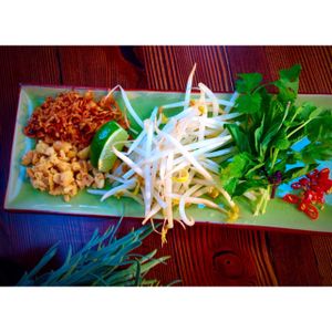 Vegan Pho condiments at The Crabapple Cafe in Brackendale