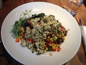 Garden Hash with Scrambled Tofu (vegan) at The Crabapple Cafe in Brackendale