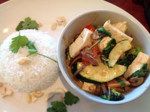 Thai Red Curry with Tofu at The Crabapple Cafe in Brackendale