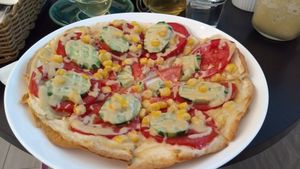 ";vegan pizza";. not really pizza at Veggie Macau in Macau