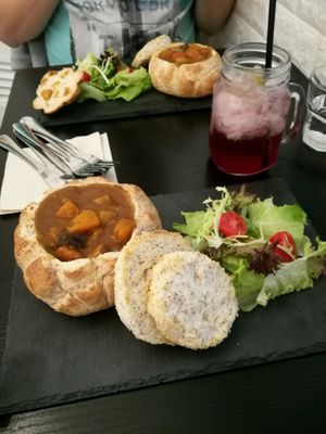 Japanese curry in a bread bowl vegan at Veggie Macau in Macau