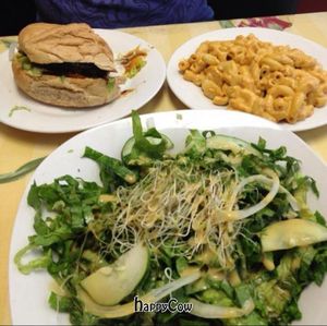 Garvey burger, famous Mac & 'cheese' and side salad at Soul Vegetarian in Tallahassee