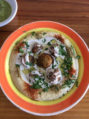 Hummus plate at Falafel Nessya in Playa Del Carmen