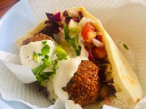 Half pita at Falafel Nessya in Playa Del Carmen