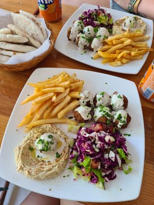Falafel plate at Falafel Nessya in Playa Del Carmen