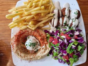 Falafel plate   at Falafel Nessya in Playa Del Carmen