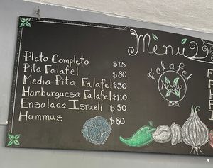 Menú in Spanish   at Falafel Nessya in Playa Del Carmen