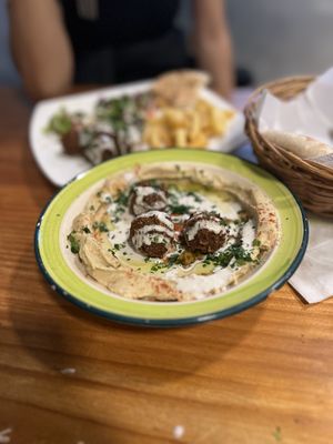 Hummus plate  at Falafel Nessya in Playa Del Carmen