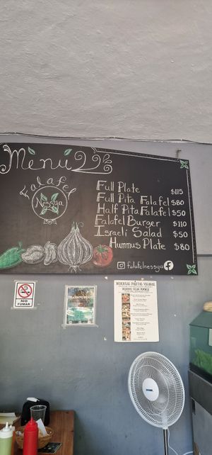 Menu at Falafel Nessya in Playa Del Carmen
