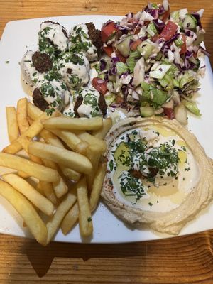 Falafel plate  at Falafel Nessya in Playa Del Carmen