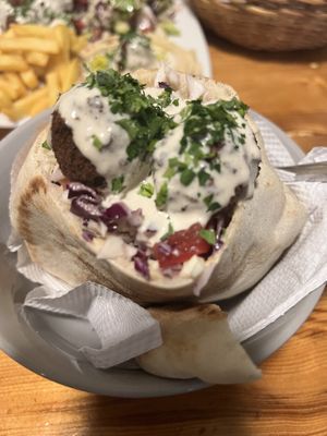 Pita falafel a la carte  at Falafel Nessya in Playa Del Carmen