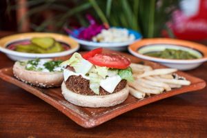 Falafel Burger at Falafel Nessya in Playa Del Carmen