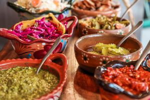 Free salad bar at Falafel Nessya in Playa Del Carmen