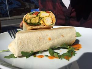 vegan breakfast wrap at Little River in Brunswick