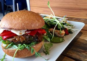 Mushroom burger  at Little River in Brunswick
