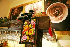 Pretty interior with plenty of details at Olive Tree Hummus Original in Budapest