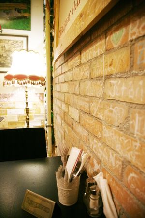 Cozy corner at Olive Tree Hummus Original in Budapest