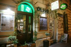 Real olive branches design at Olive Tree Hummus Original in Budapest