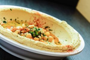 our amazing hummus at Olive Tree Hummus Original in Budapest