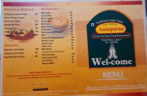 menu at Annapurna in Patan