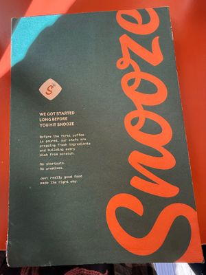 Menu at Snooze, an A.M. Eatery in Dunwoody
