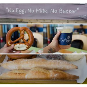 Cherry Blossom Lemon Ade & Pretzels. Bread to go. at The Bread Blue - Nogosan in Seoul