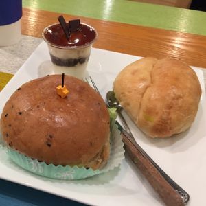 hamburger, tiramisu and melon cream bread at The Bread Blue - Nogosan in Seoul
