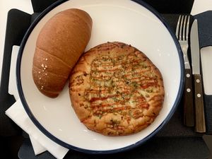 Salty Bread and vegan tuna pizza (small one, not the lunch menu thing)  at The Bread Blue - Nogosan in Seoul