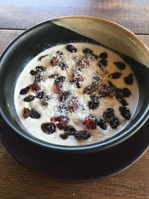 Coconut milk porrighe with Banana at Akasha Home Restaurant in Koh Phangan